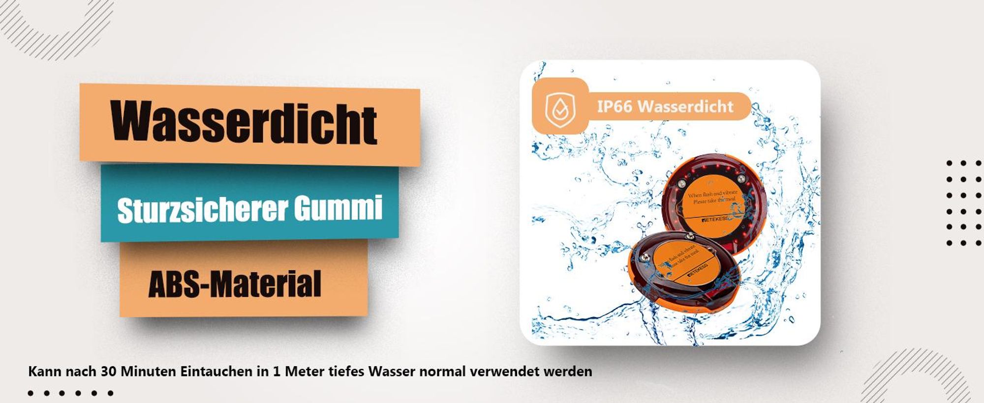Retekess TD156 Pager Rufsystem, 800M Pager Syetem, IP67 Wasserdicht, 500mAh Akku, Service-Countdown-Zeit, Logistic aufrufsystem, Hotel, Schule