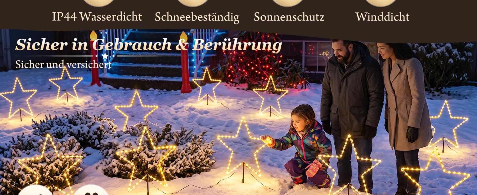 SALCAR LED Gartenstecker Sterne 30 cm, 90 LEDs, 3er Set, 8 Modi, Timer, LED Leuchtsterne, Außen Weihnachts & Gartendekoration für Garten Lighting