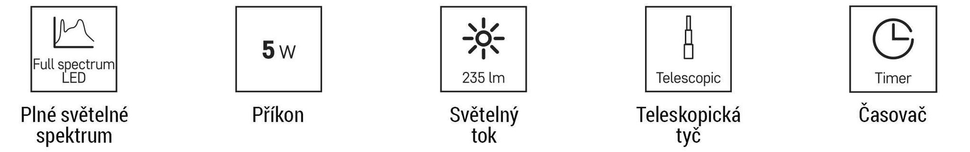 EMOS LED pěstební lampa pro pokojové rostliny a sukulenty, v designu stínidla s časovačem, výškově nastavitelná, 235 lm, 1,5 m USB kabel, Z7901
