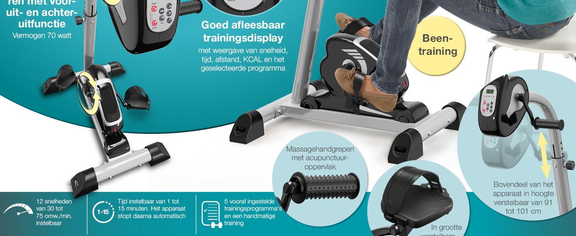 ELONEO 2-in-1 arm- en beentrainer met motorondersteuning, elektrische hometrainer met verstelbare hoogte, voor passieve en gewrichtsvriendelijke training van armen en benen