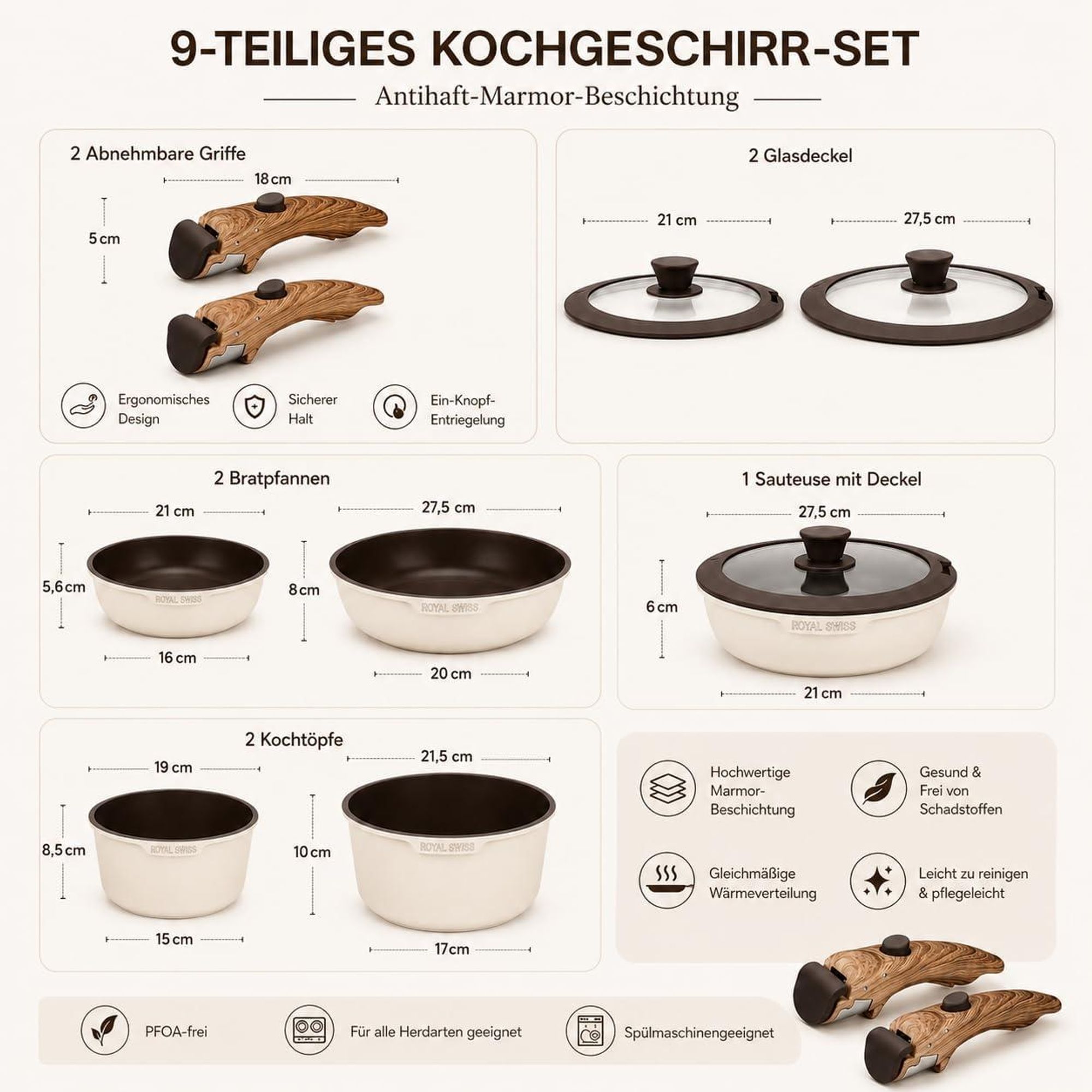 Pfannenset, Topfset, Kochgeschirr Set, Induktion, Pfannen Induktion, Töpfe Induktion, Antihaft,
