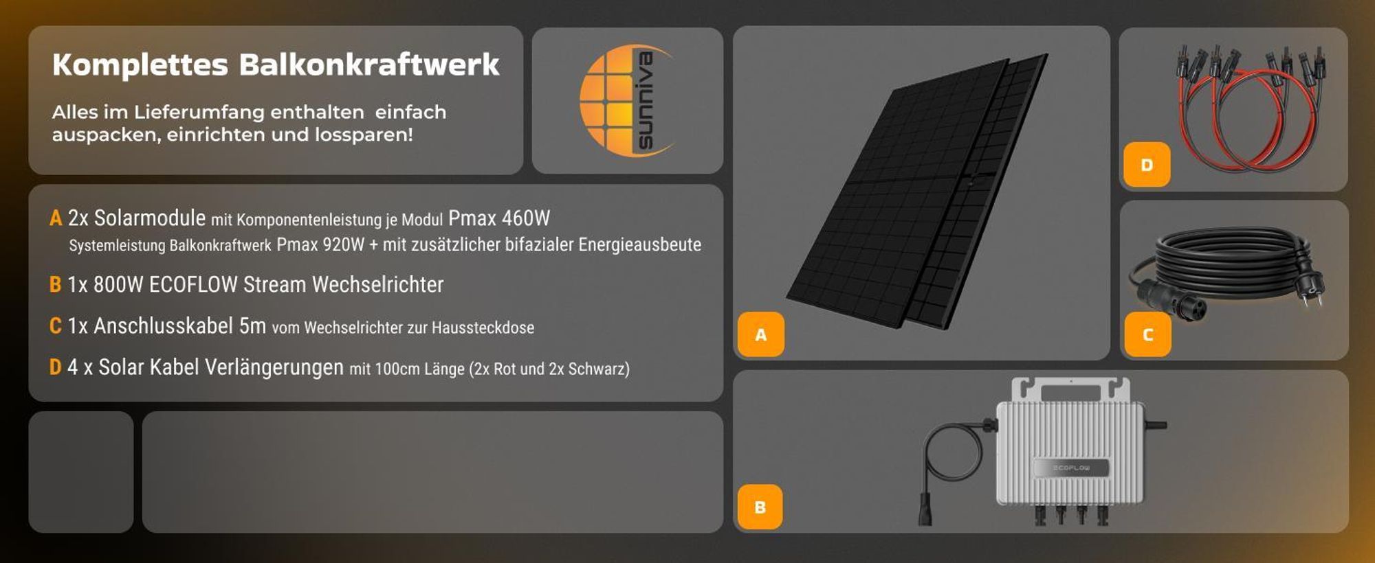 Sunniva Balkonkraftwerk 920W Komplettsets