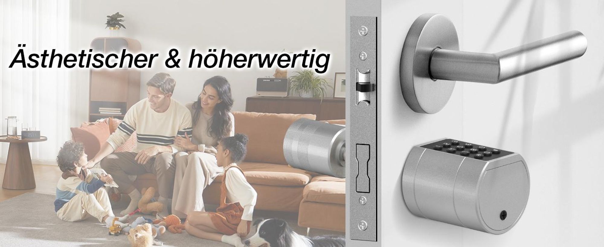 Fingerabdruck Smart Lock, Elektronisches Türschlos Haustürschloss, Zylinder 35-70mm, öffnen mit Tuya APP, Fingerabdruck, PIN-Code, RFID, Notschlüssel