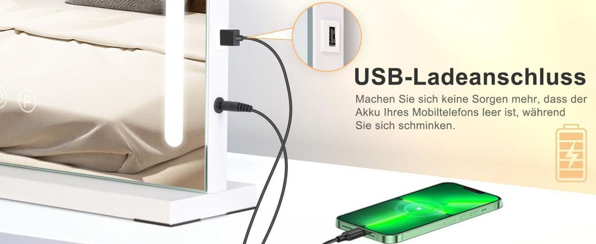 ZMH Specchio cosmetico con illuminazione 58 x 46 cm Specchio da toeletta con luce Touch LED dimmerabile 3 modalità di illuminazione colorata Specchio con ingrandimento 5x per camera da letto