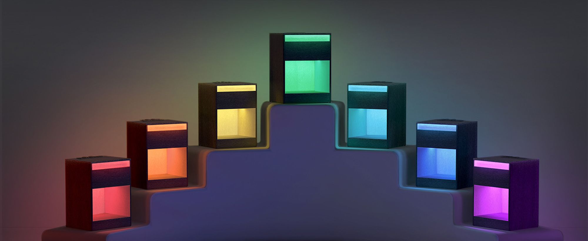Nachttisch mit einstellbarer LED-Beleuchtung, 2er Set,