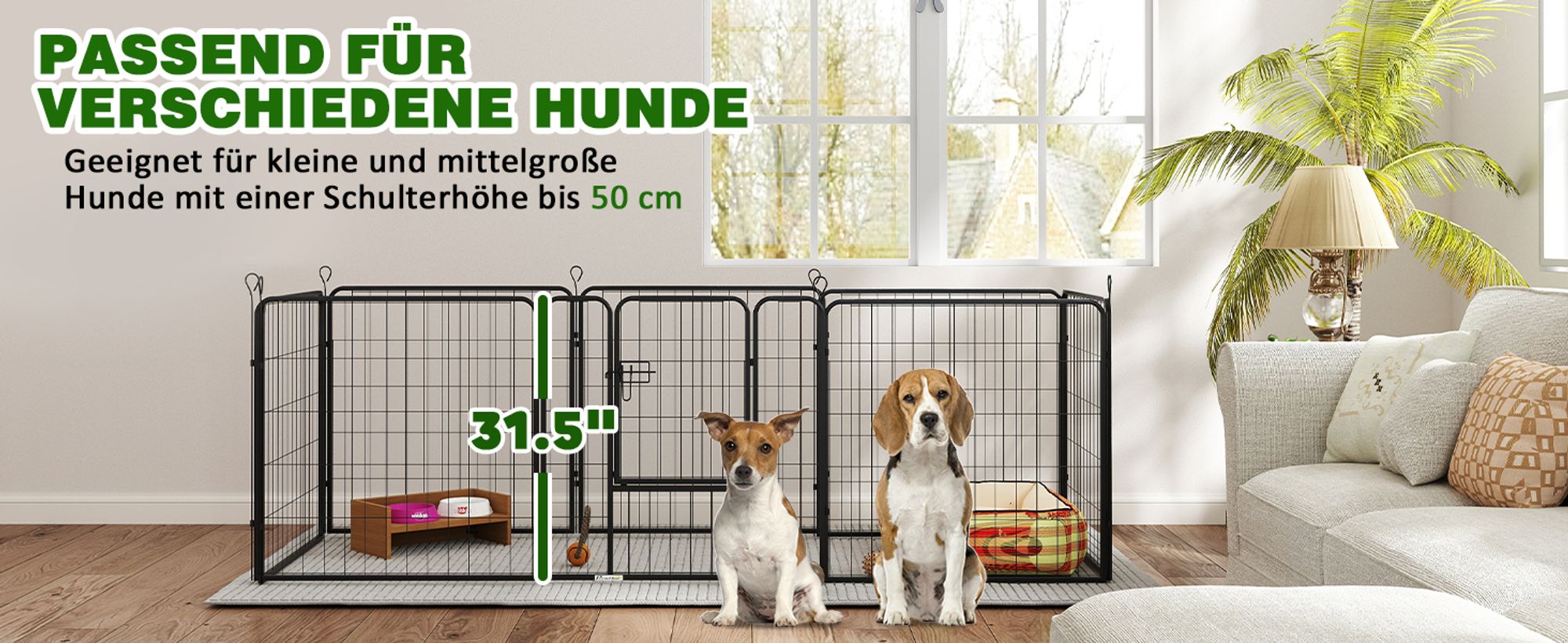 PawHut Welpenauslauf Laufstallr Laufgitter individuell gestaltbar Metall