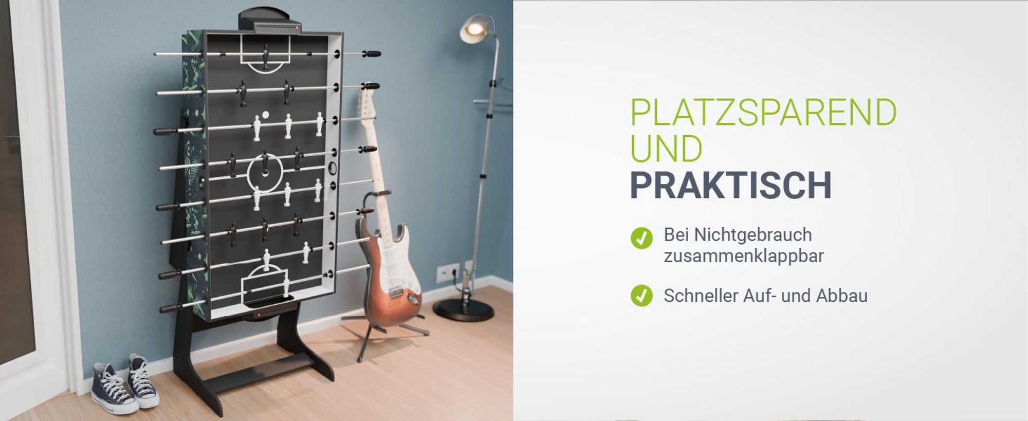 Juskys 5in1 Spieltisch Ballzauber klappbar - Tischtennis, Kicker, Billard, Hockey & Basketball