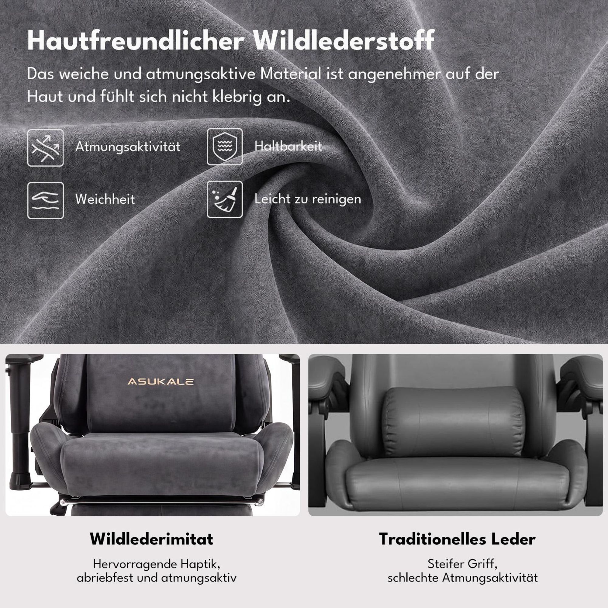 Vergleich des grauen Gaming-Stuhls mit Konkurrenzprodukten