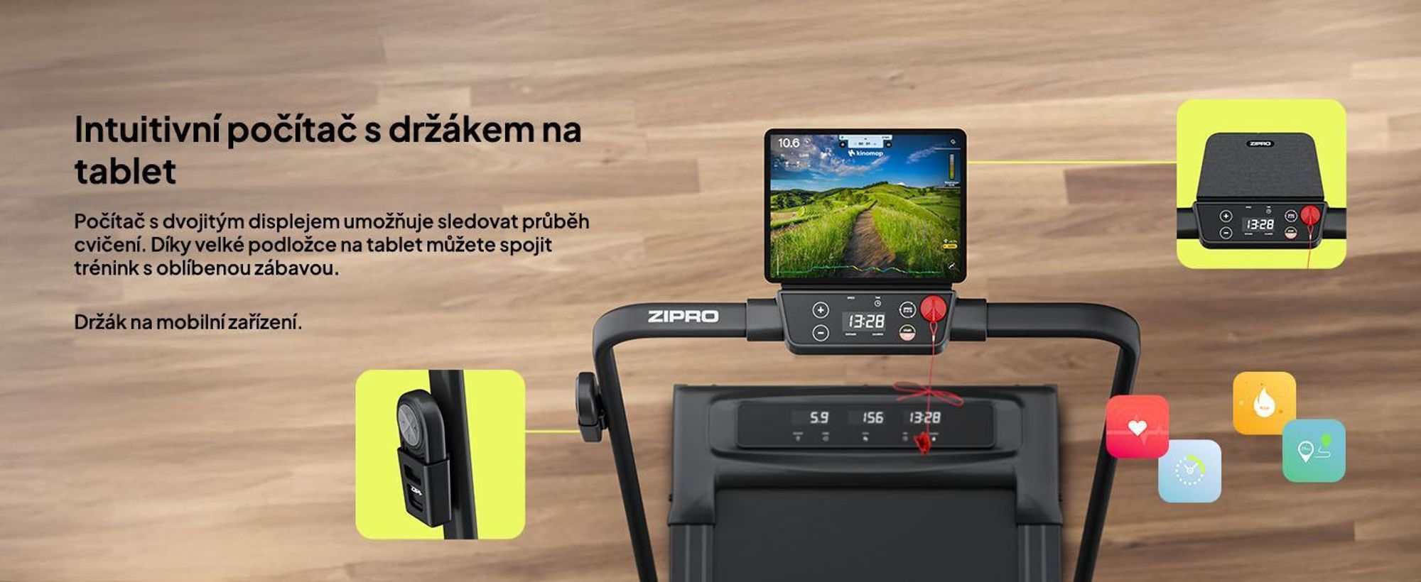 ZIPRO Newlite Skládací běžecký pás – Walking Pad Podstolový běžecký pás pro domácí použití až do 10 km/h Fitness zařízení Bluetooth dálkové ovládání