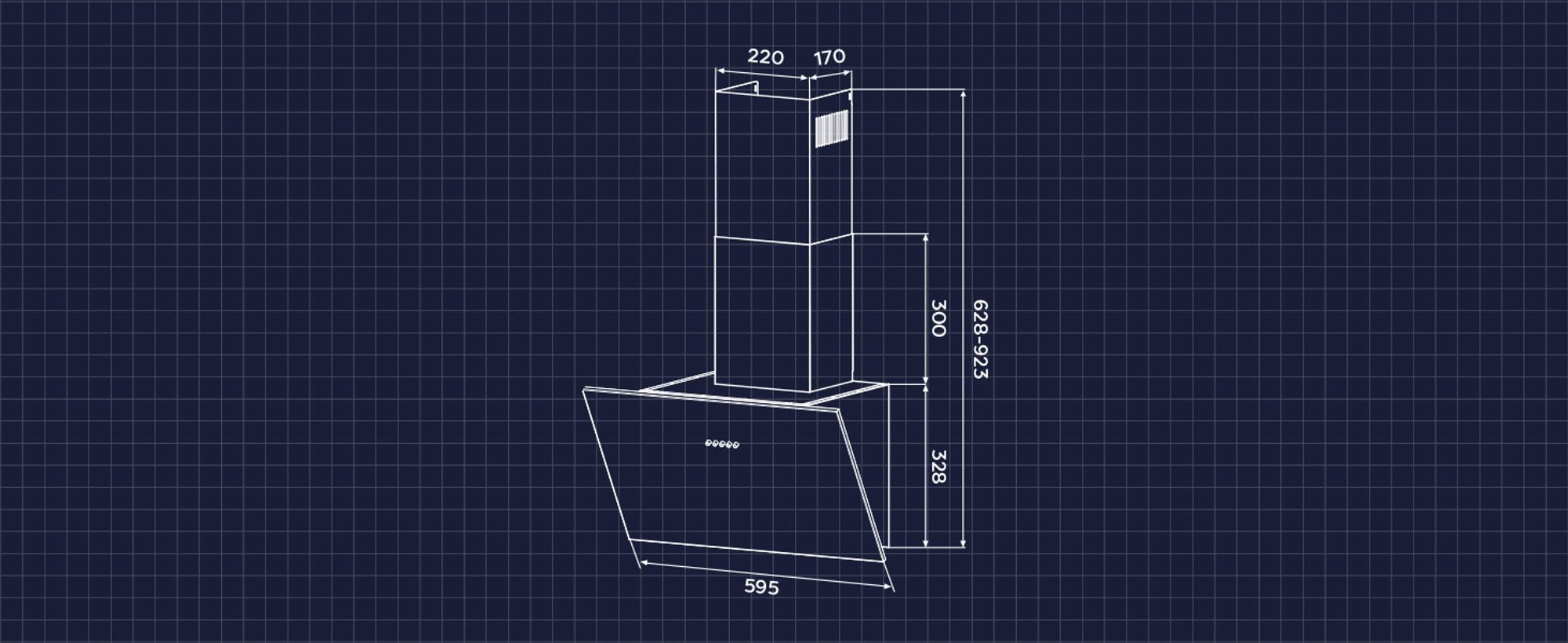 CIARRA A+++ 650 m³/h Dunstabzugshaube 60 cm Kopffreiehaube Umluft Kopffreie Schräghaube Wandmontage Abzugshaube Schwarz VMB6762A