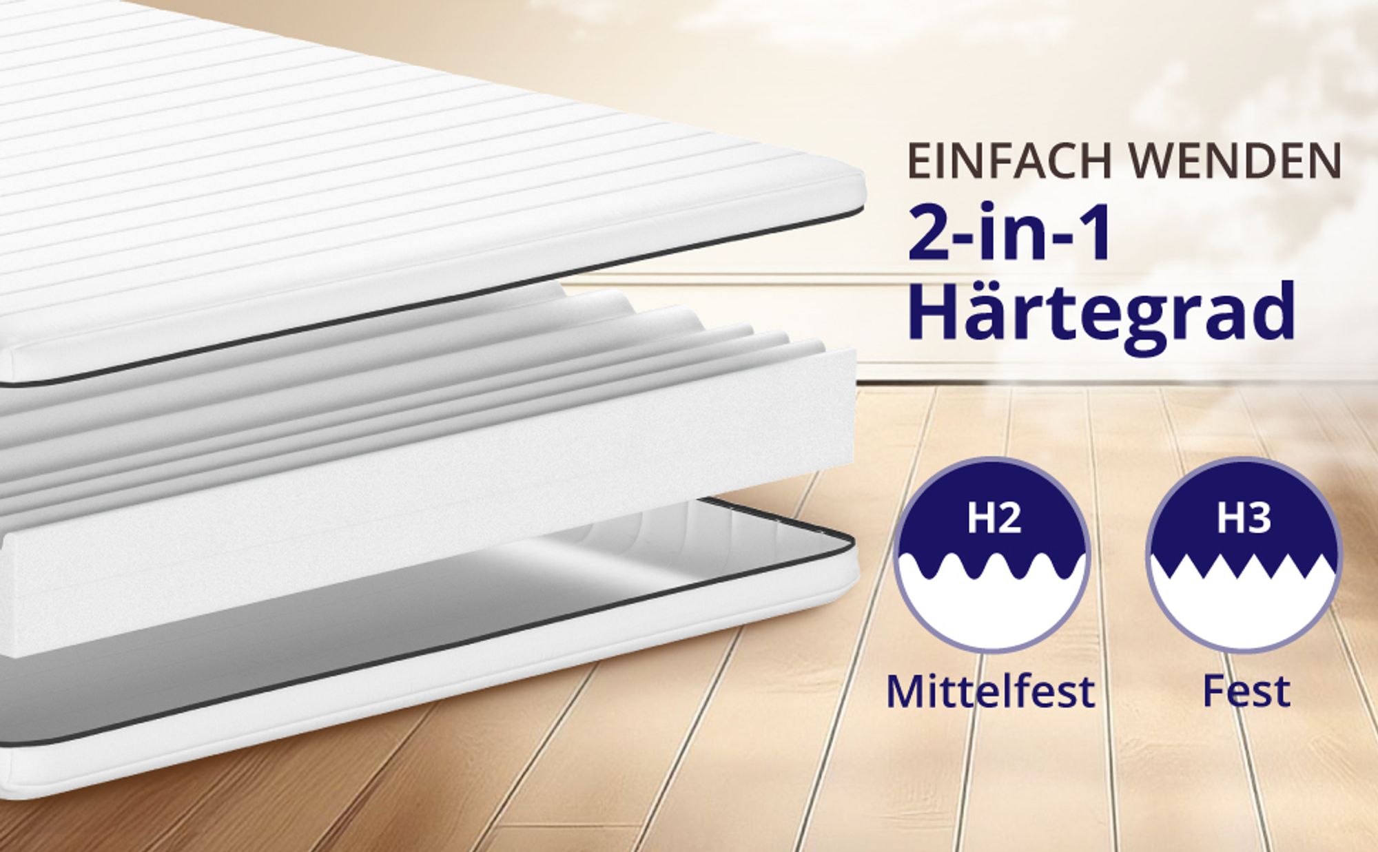 ergonomische Matratze 140x200 H2 / H3 - 7-Zonen hochwertige Qualität - 13cm