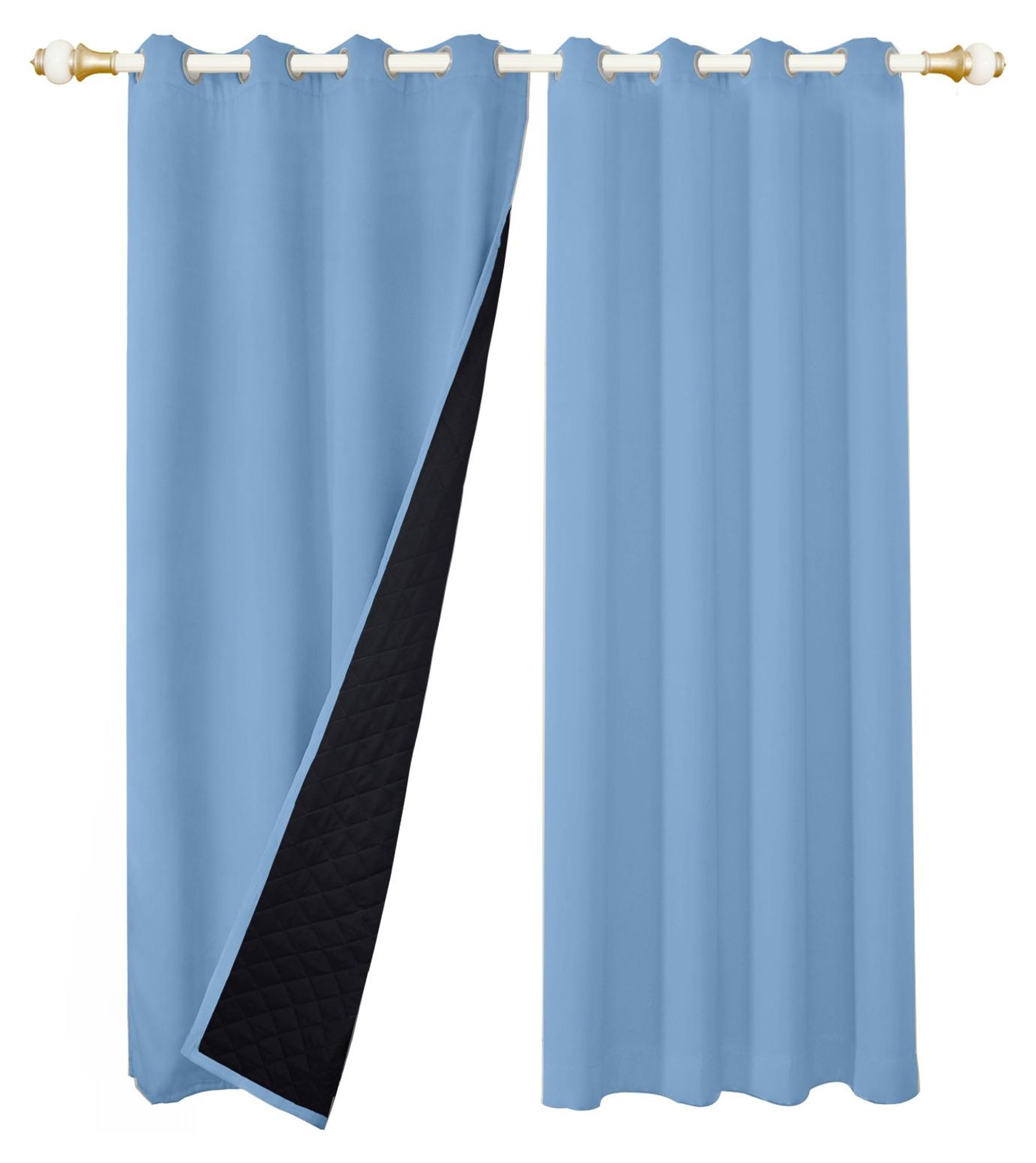 1x 100% Verdunkelung Thermo Vorhänge Blau Blickdicht Verdunkelungsvorhang mit Ösen Einfarbige, 132*160cm