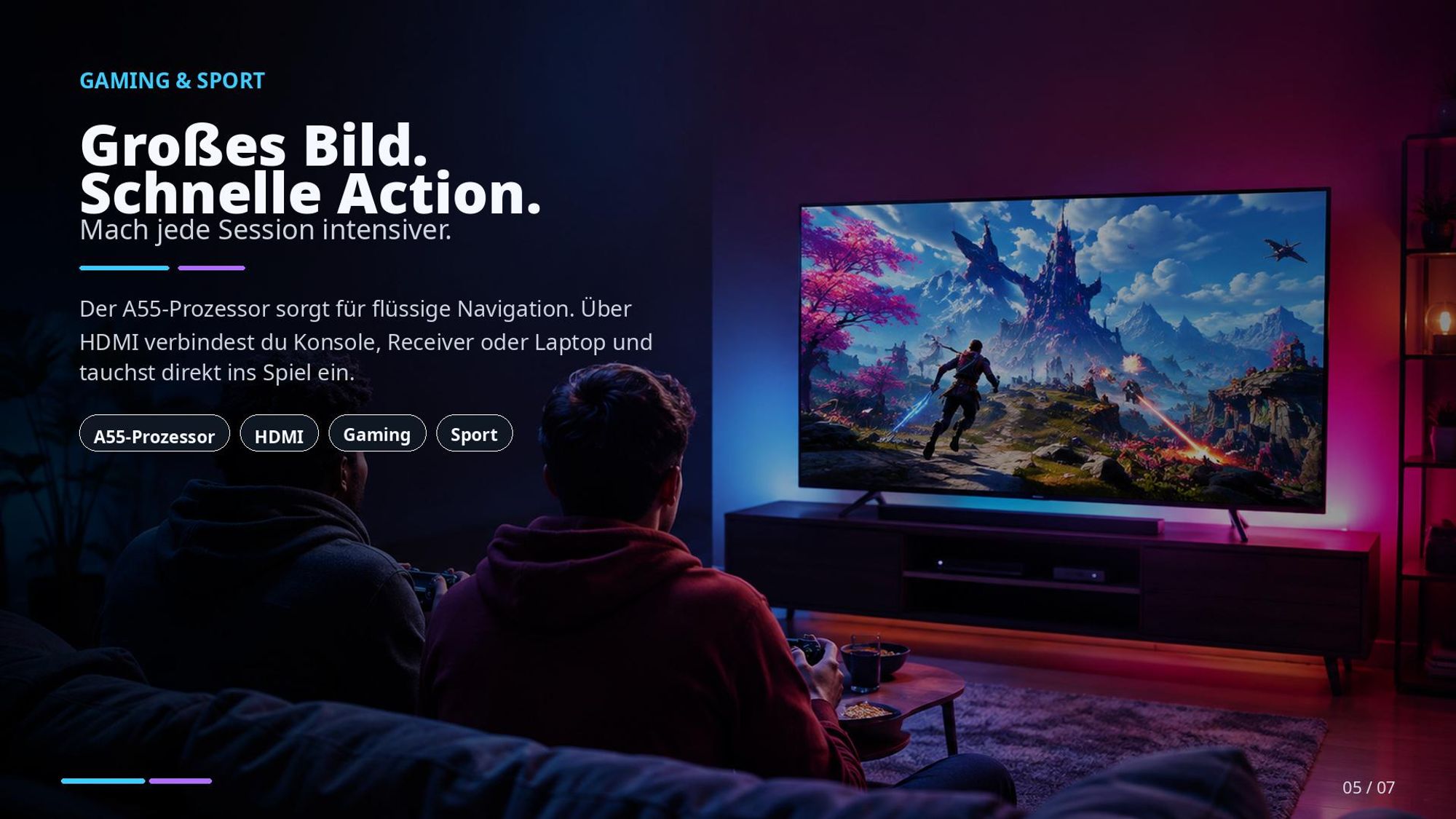 Kiano Elegance 50 Zoll Full HD Smart TV VIDAA, DLED, HDR10, Wi-Fi, 3x HDMI, 2x USB, DVB-T2/S2, PVR, Miracast, rahmenloses Design