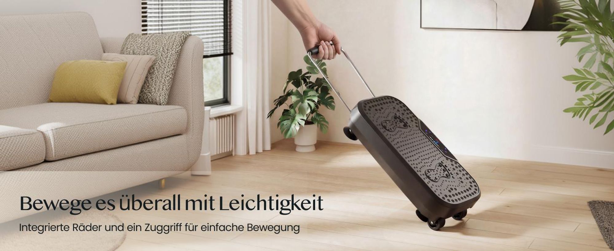 FLEXISPOT Vibrationsplatte, BIS 200KG, 120 Stufen, vielseitige Programme, LED Display, Fernbedienung, 2 Widerstandsbänder, integrierte Räder Schwarz