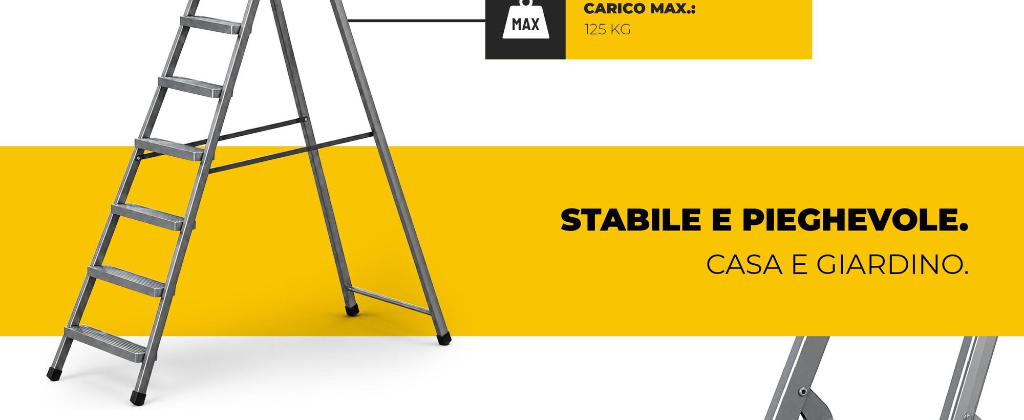 DRABEST | conduttore in acciaio, scala, scala domestica, scala a 5 gradini, sgabello pieghevole, acciaio, universale, fino a 125 kg