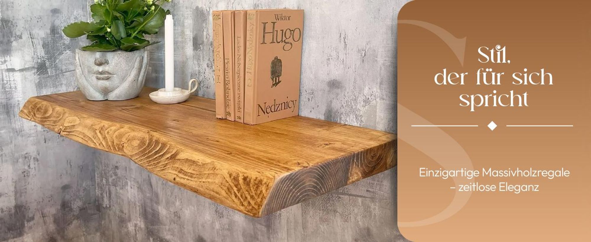 MoonTree | rustikales Wandregal aus Holz Ventura, 40cmx30cmx4.4cm, Dark Oak | Hängeregal, Regalboden, Wandregal Holz für Wohnzimmer, Küche & Flur