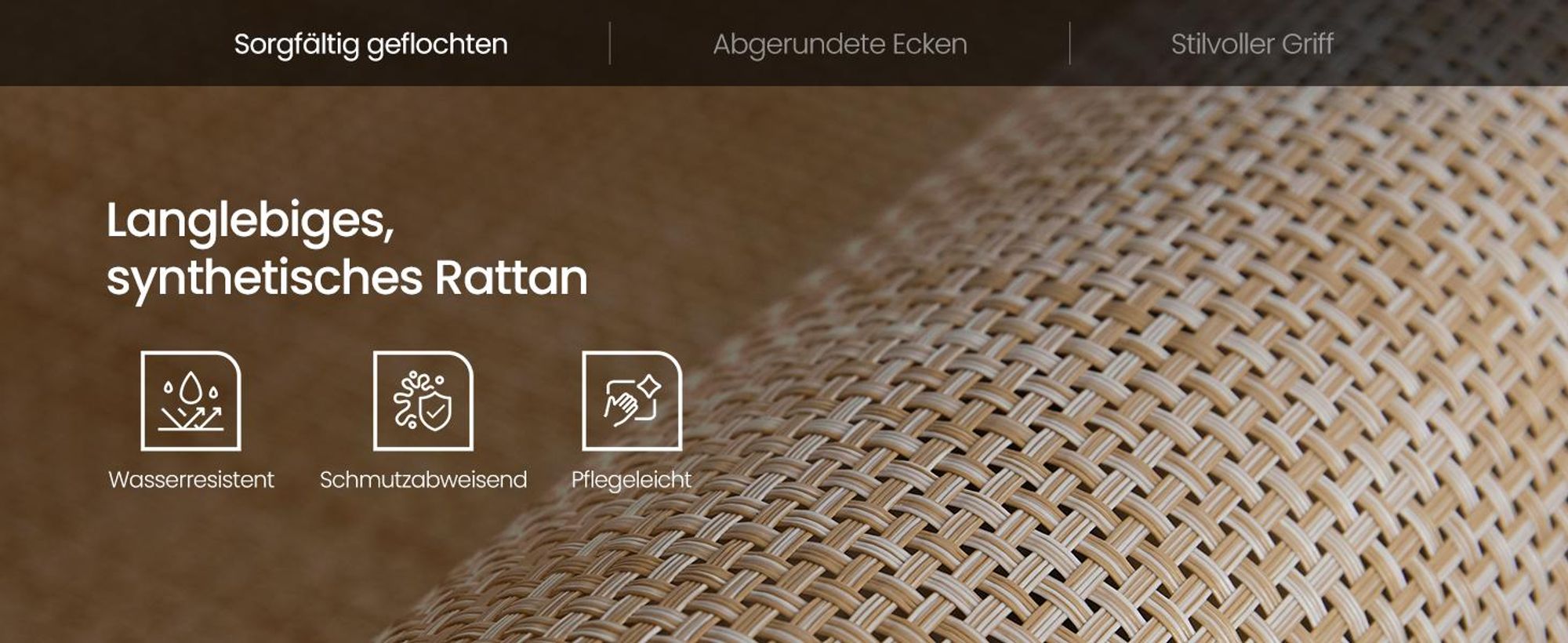 VASAGLE Nachttisch, 2er Set, Boho-Stil, Beistelltisch, mit Schublade in Rattan-Optik, beige