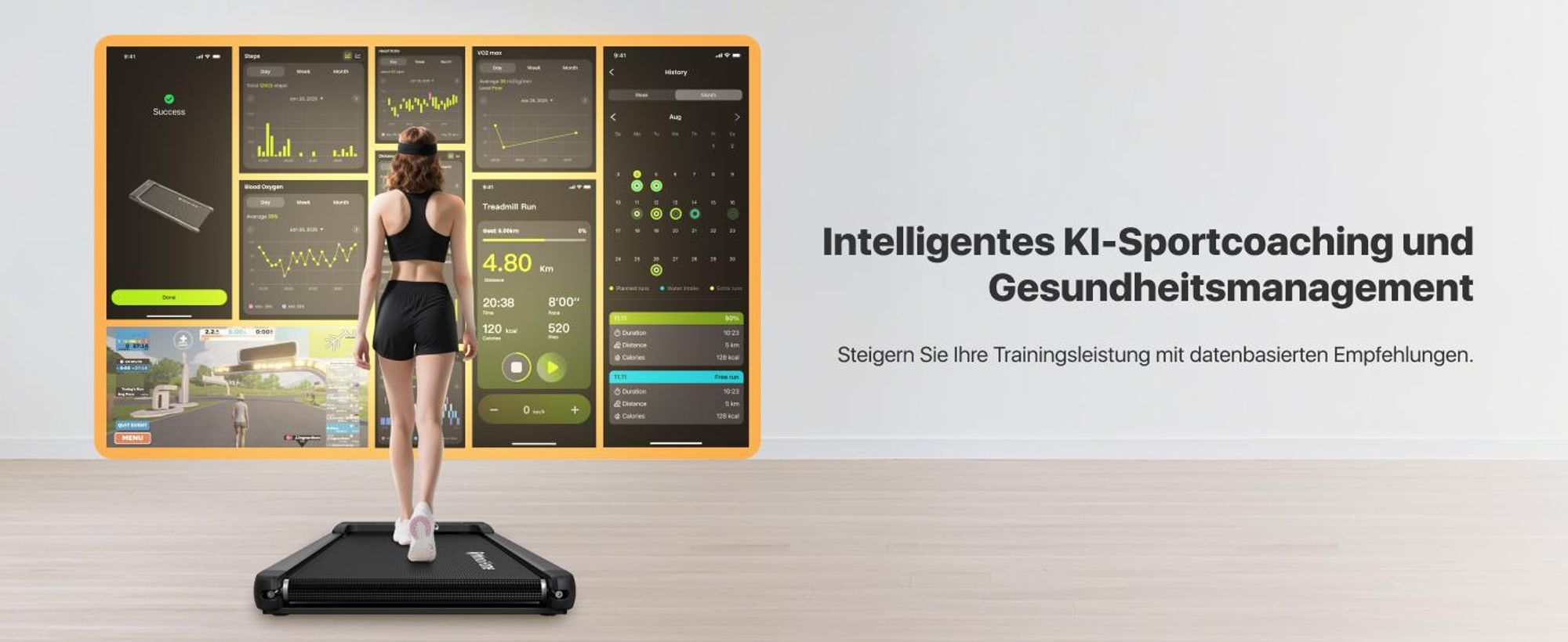 Mobvoi Walking Pad Smart KI Untertisch-Laufband, tragbares 2-in-1 Laufband für Zuhause & Büro, Gehen & Joggen, TicSports Zwift Kinomap, 120kg 6km/h