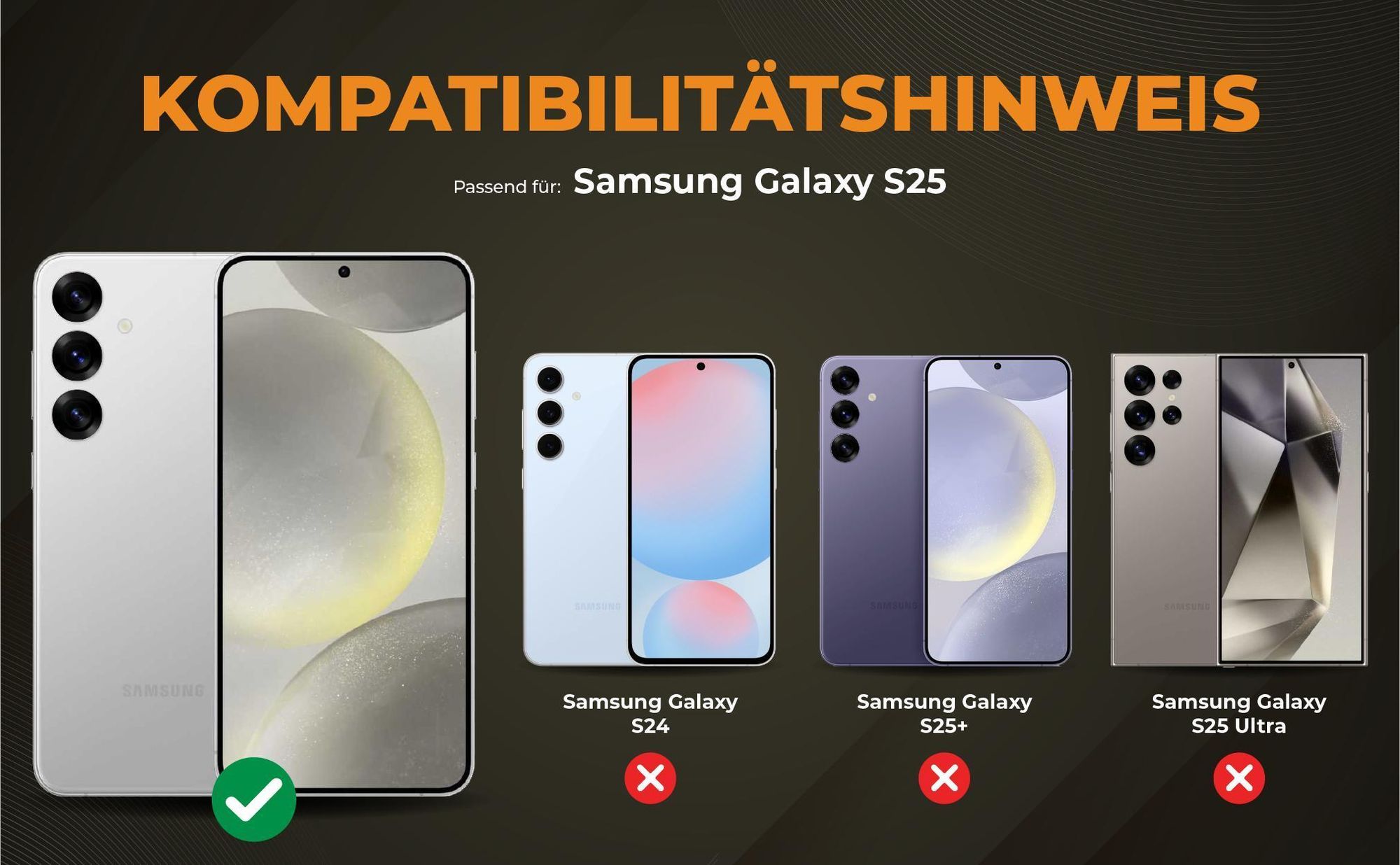 Kompatibilitätshinweise Hülle für Samsung Galaxy S25
