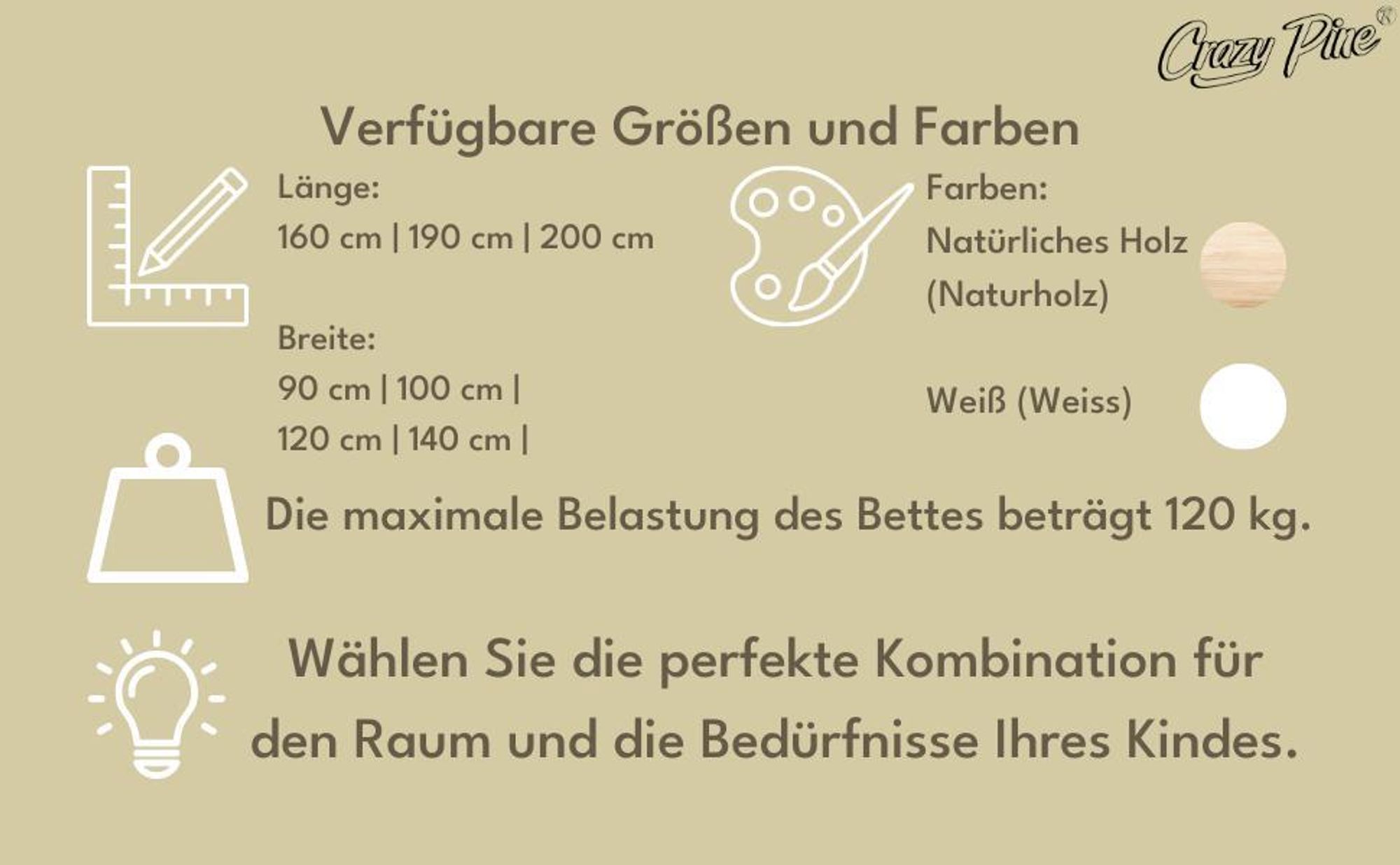 Crazy Pine Hausbett 80x160 cm – Kinderbett aus Naturholz – Montessori Bodenbett mit Höhenverstellbaren Beinen - Crazy Blanco