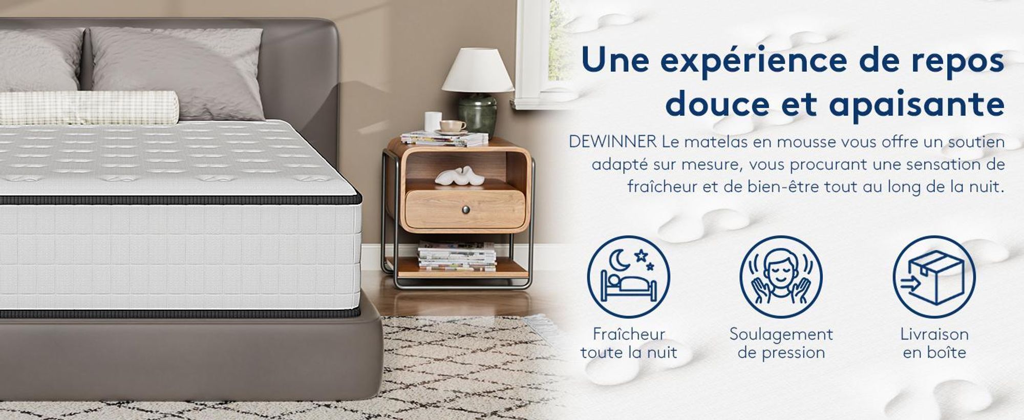 DEWINNER Matelas 140x190,Mousse 30 cm et Mousse A Mémoire Matelas,Parfait Soutien Haute Resilience Ultra Respirante,réversible à Deux Faces