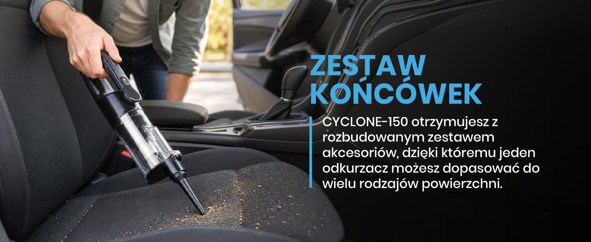 Odkurzacz Ręczny Bezprzewodowy Samochodowy Akumulatorowy Dmuchawa Akcesoria CYCLONE-150