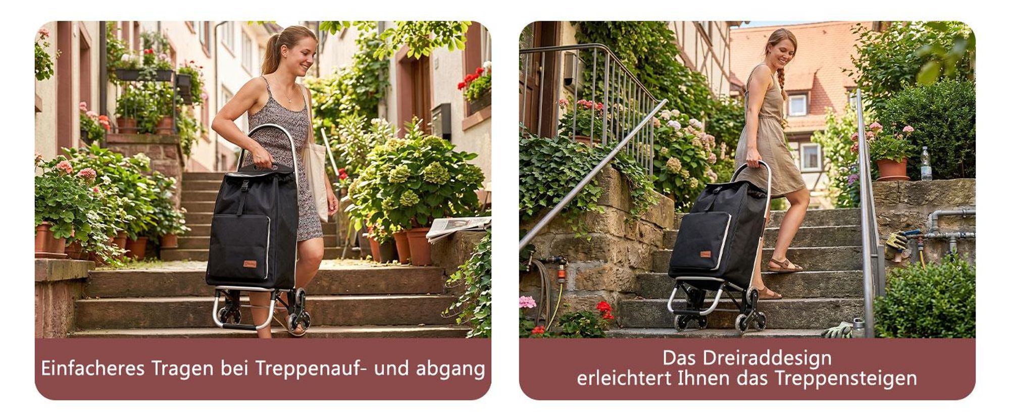 Sekey Klappbar Einkaufstrolley Treppensteiger Aluminium, mit 50L Wasserdichter Tasche, Kühlfach, Schwarz