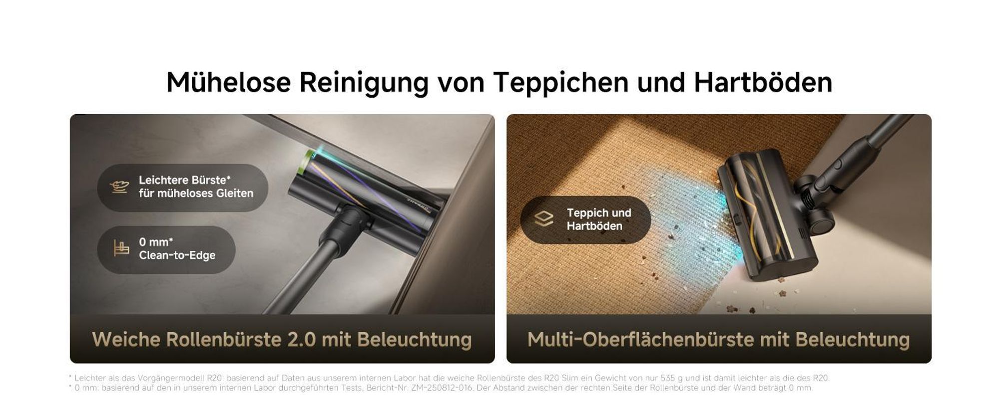 Dreame R20 Slim Kabelloser Akku Handstaubsauger,24.000Pa&190AW Saugkraft,Staubbeleuchtung,HEPA-Filterung,Anti-Verfilzungsbürste,Teppichreinigung,90Min