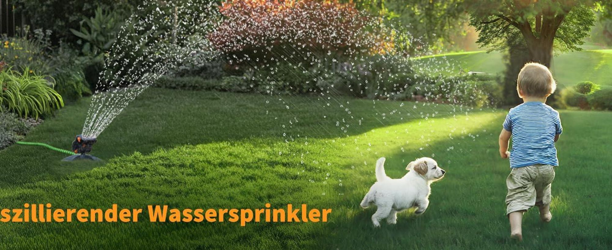 Diivoo Mini Turbo Oszillierender Rasensprenger 16 Düsen Gartensprinkler mit Schnellanschluss und Basis Wassersprinkler Einstellbare Breite Reichweite