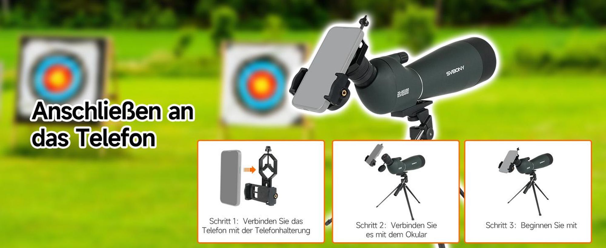 Svbony SV28 Spektiv Monokular, 20-60x80mm, BAK4 Teleskop Mit Stativ Universal Smartphone-Adapter für Liebhaber der Naturfotografie im Freien