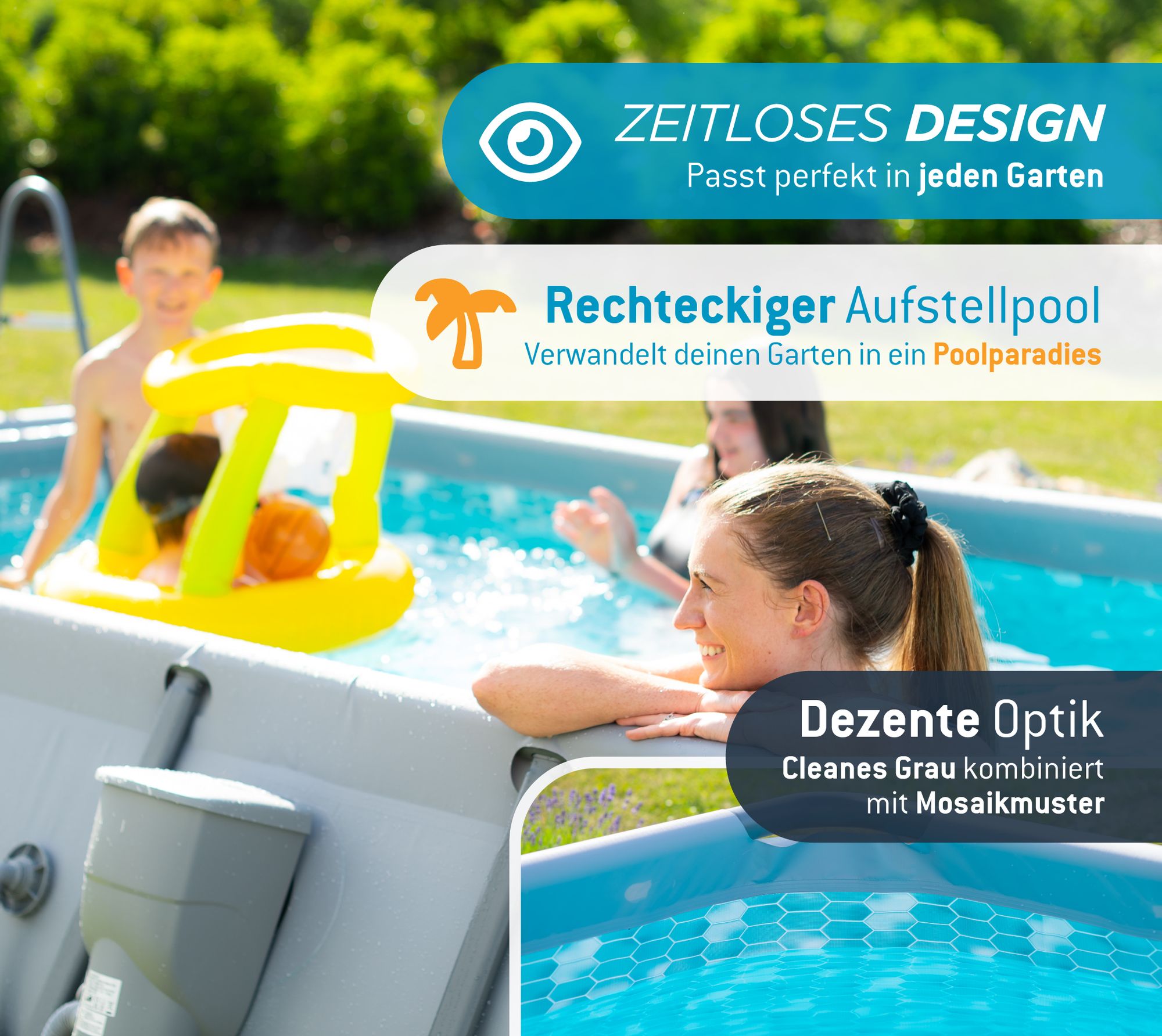 Summer Waves Elite Frame Pool Aufstellpool rund Komplettset Grau Ø 488x122 cm