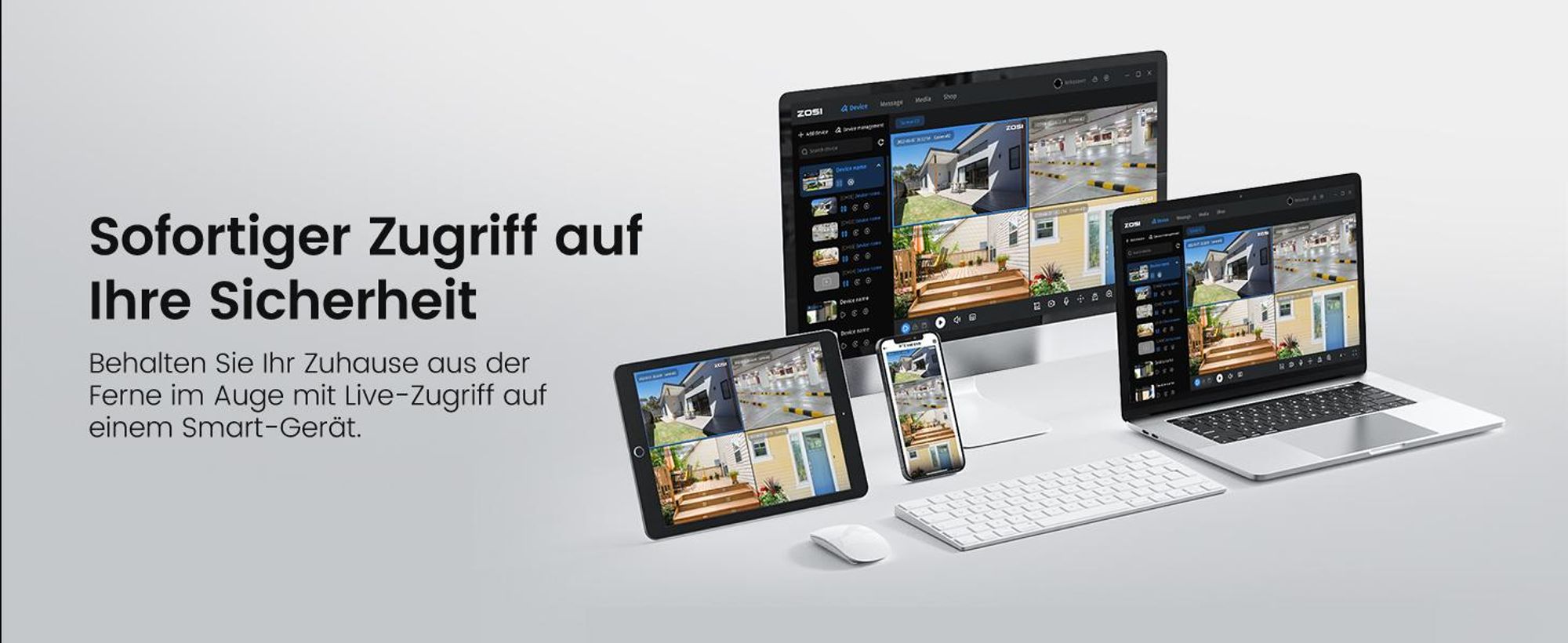 ZOSI 4K PoE Überwachungskamera Set mit 2TB HDD, 4X 8MP Aussen Kamera mit Echtfarben-Nachtsicht, F1,0-Blende, KI Personenerkennung, AuroraLux C186A