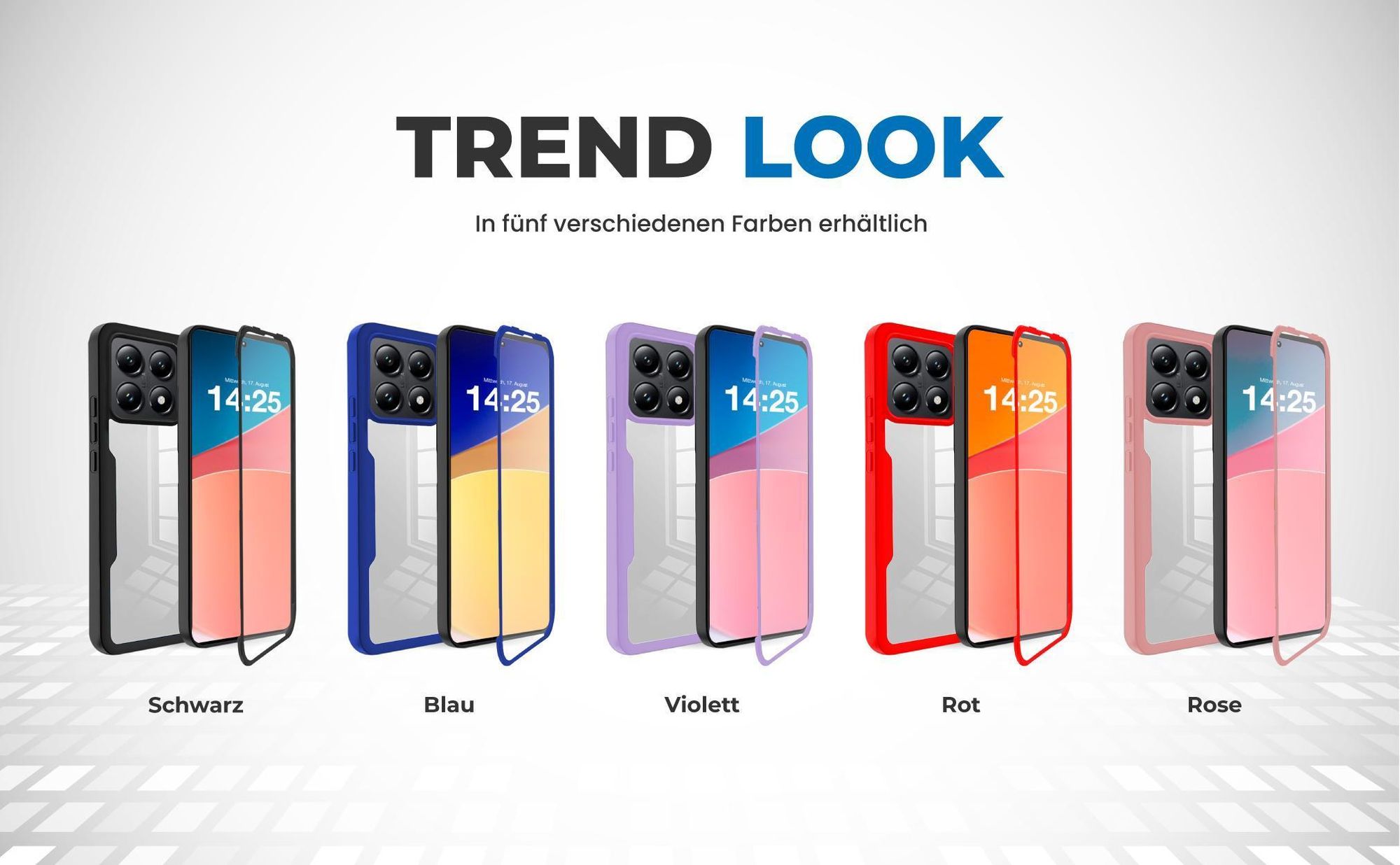 360 Grad Cover Front Back für Xiaomi 14T in verschiedenen Farben