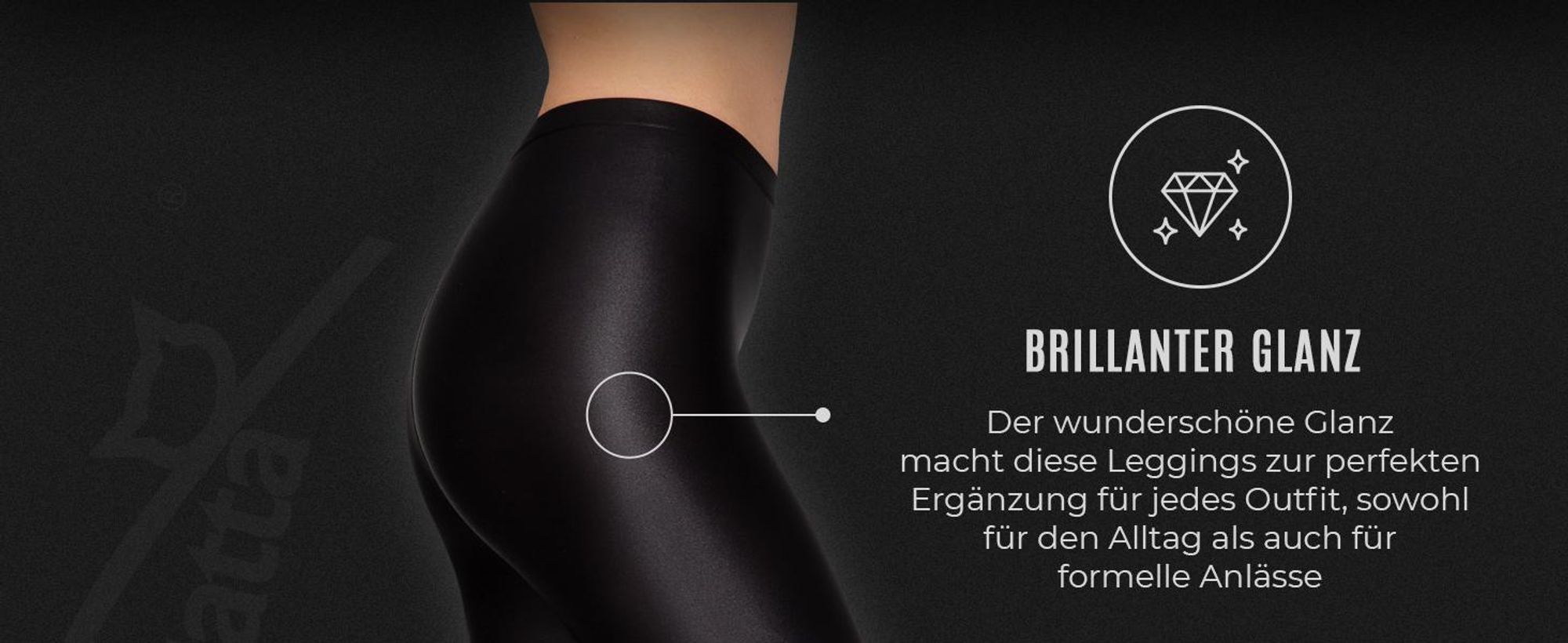 Damenleggings, Gatta, Schwarz glänzend, Größe L Leggings für Damen