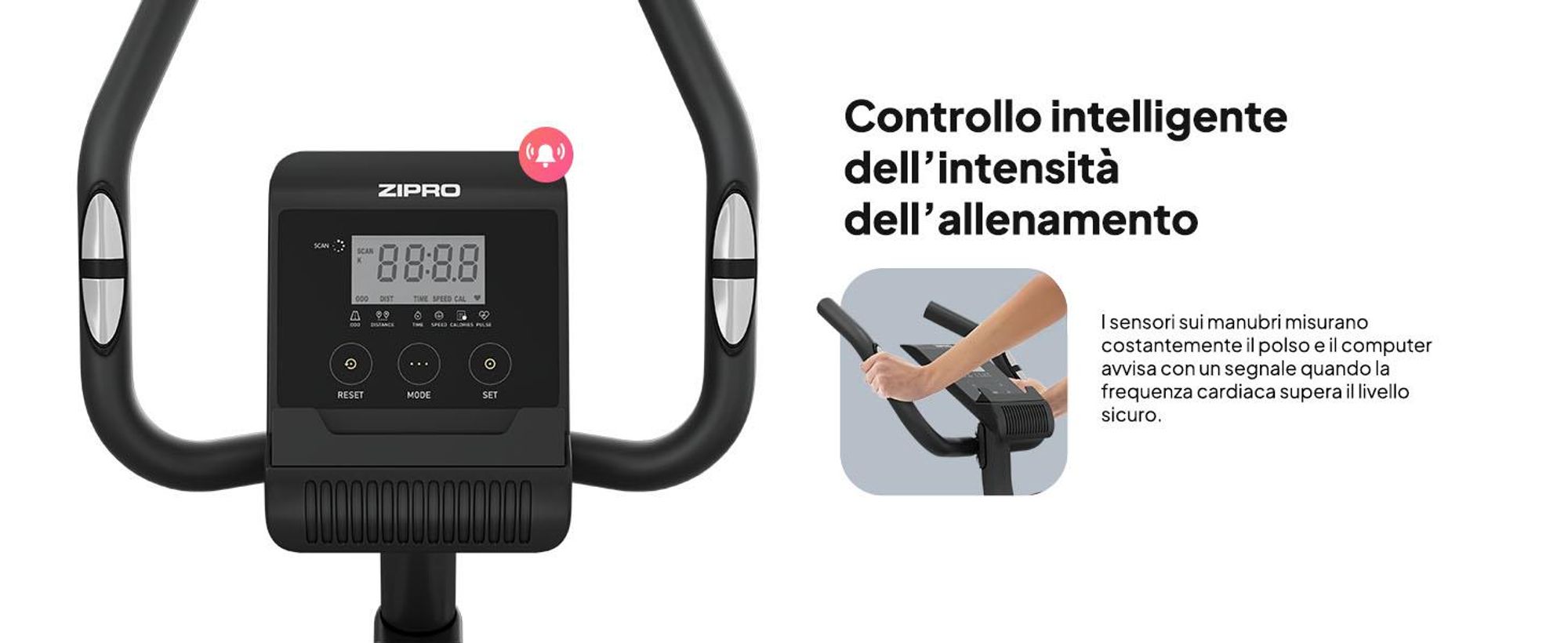 Cyclette magnetica Zipro Beat RS |Display LCD|Massa volanica di 6 kg |Bike fitness 8 livelli di resistenza |Misurazione di tempo, distanza,