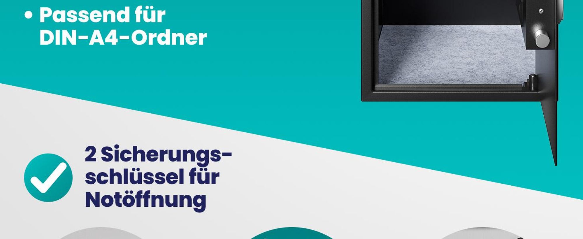 DEUBA® XXL elektr. Tresor 35x40x40cm 4mm Türstärke Doppelstahlbolzen Innenbeleuchtung inkl. Montagematerial Safe Möbeltresor Dokumententresor Silber