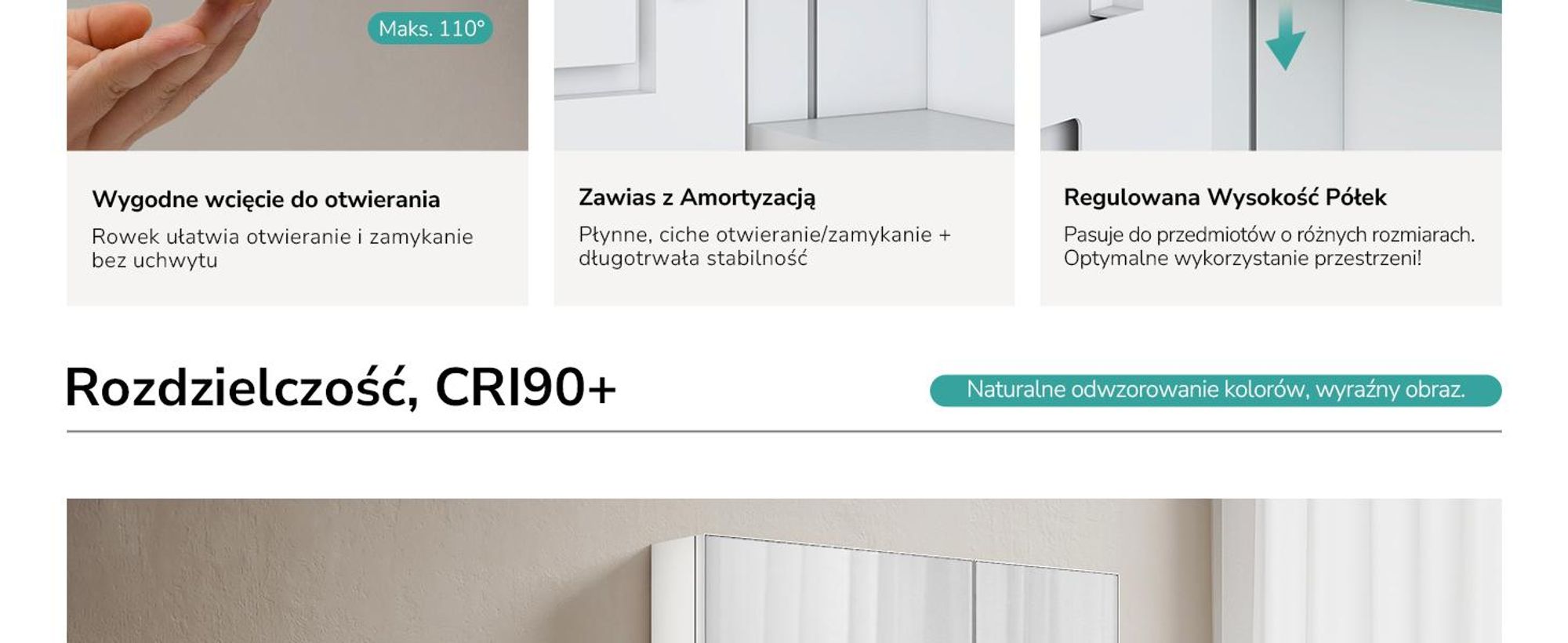 EMKE szafka z lustrem biała matowa dwudrzwiowa 65x80x14,5 cm naścienna ze schowkiem i regulowaną półką ze szkła stalowego Idealna do organizacji łazienki