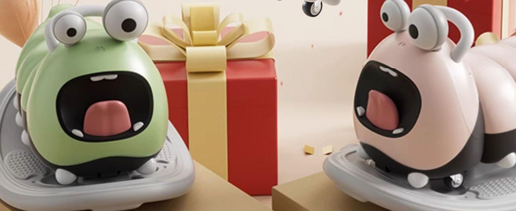 das bild zeigt das Rutschauto mit geschenkboxen