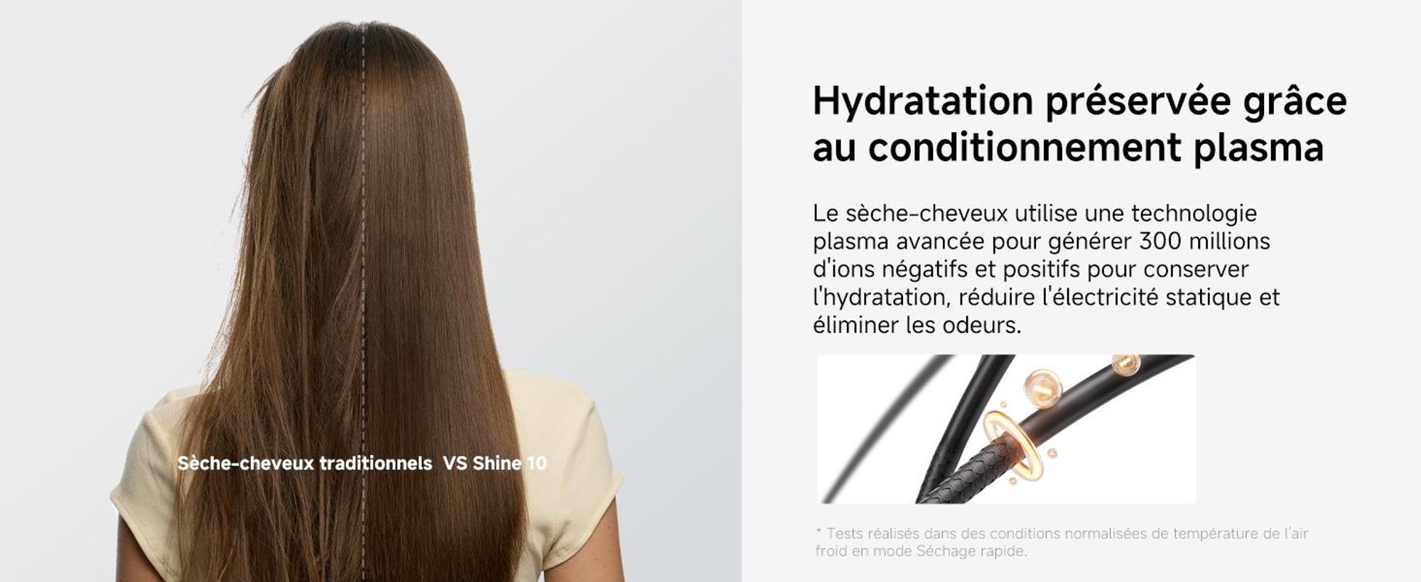 MOVA SHINE 10 Ion Hair Sèche-cheveux, séchage rapide, compact pour les voyages, moteur brushless 110 000 t/min, soin plasma, NTC Thermo-Control