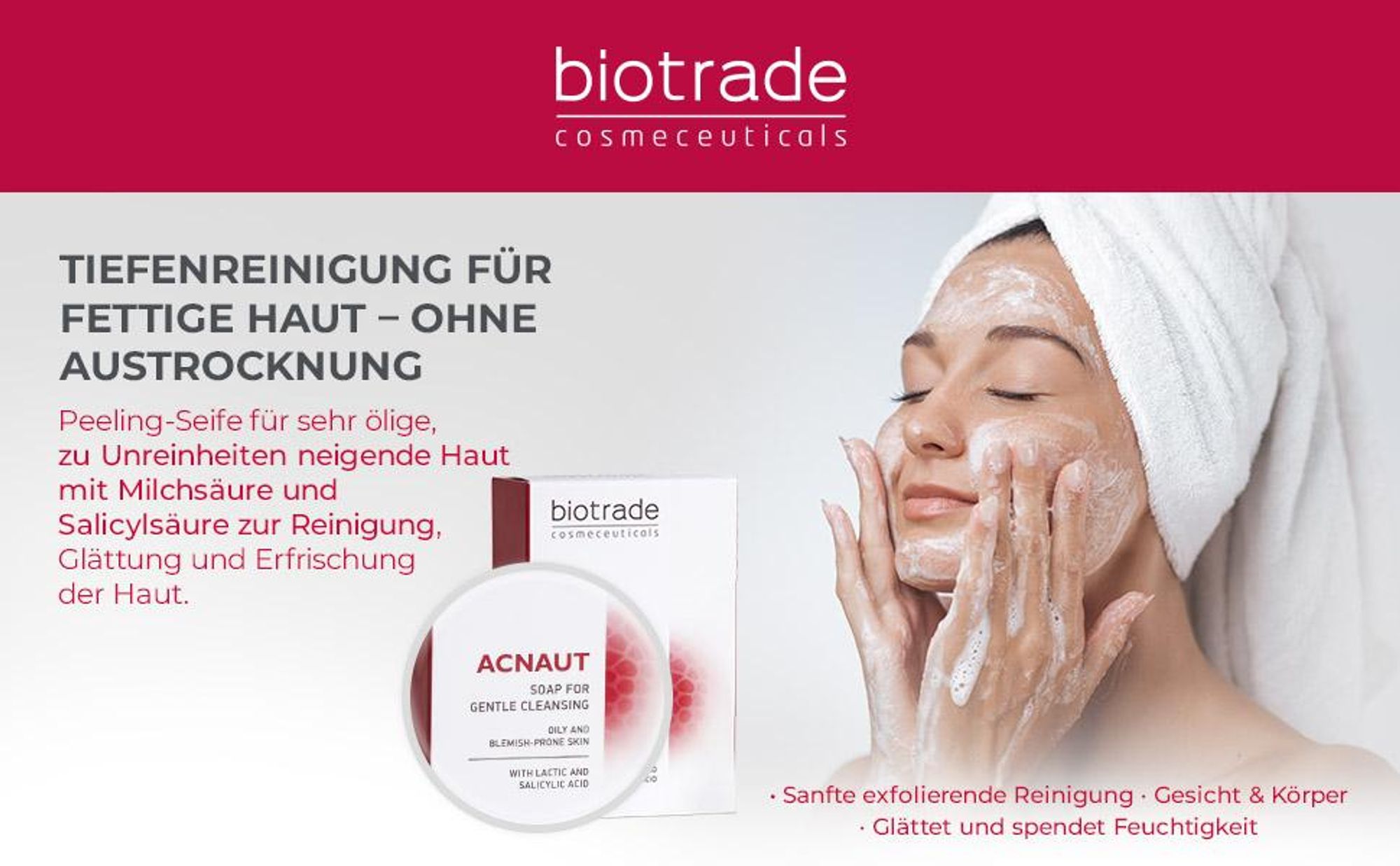 Biotrade Acnaut Salicylsäure Seifen für sehr fettige und zu Akne neigende Haut