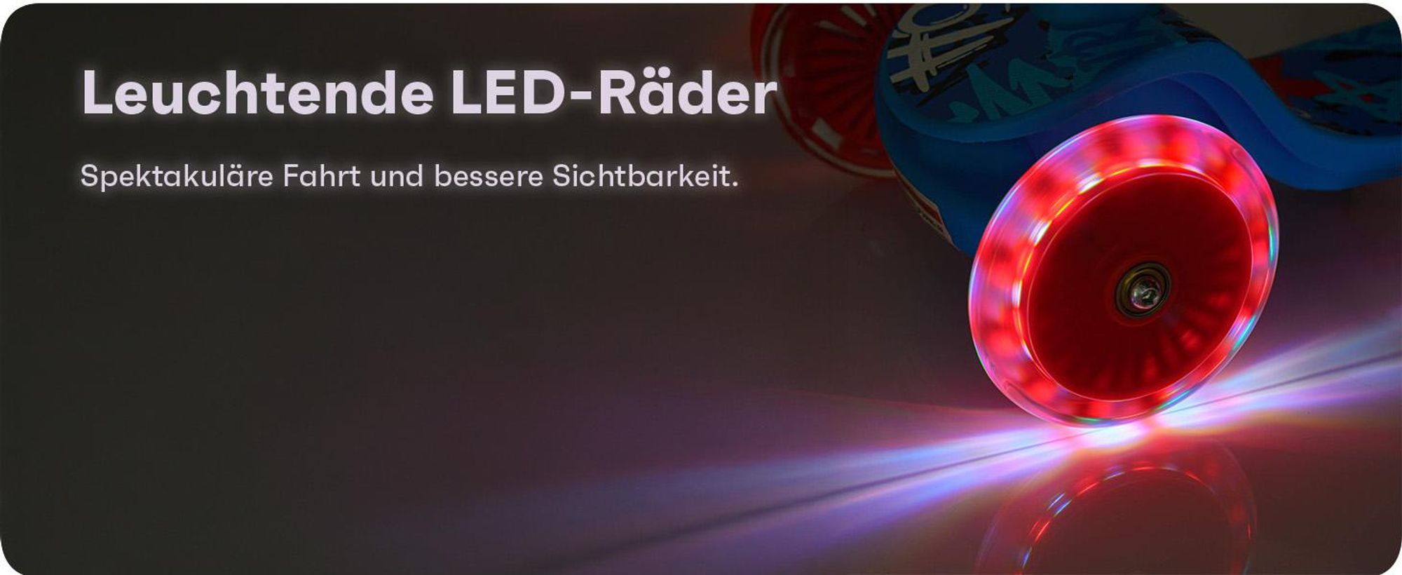 Dreirad-Kinderroller Meteor Funny – Bunte Leucht-LED-Räder, verstellbare Höhe, bis 50 kg, Rosa