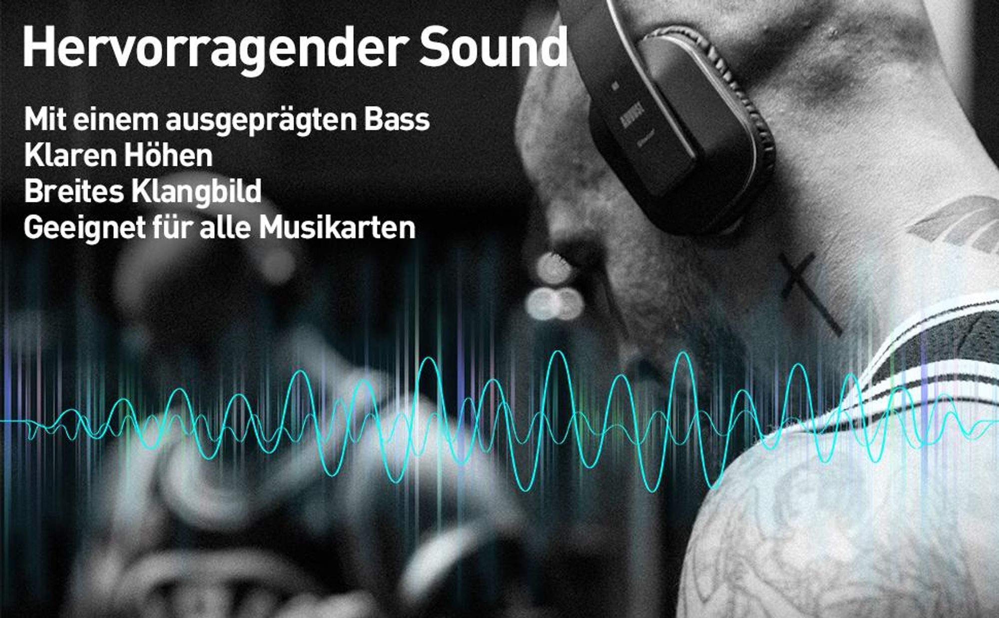 Over-Ear Kopfhörer Bluetooth 5.1, NFC, 20h Akku, Bass , Audio App - August EP650