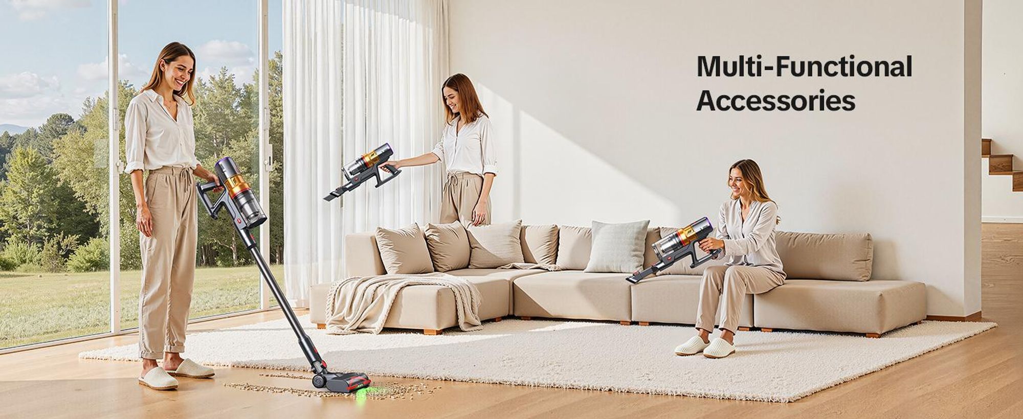 Lubluelu Akku-Staubsauger X1000, 46.000 Pa Saugkraft, Automatische Staubaufnahme, 60 Min Laufzeit, 6-fach Filtersystem mit Duftbox, Anti-Haar-Verwickl