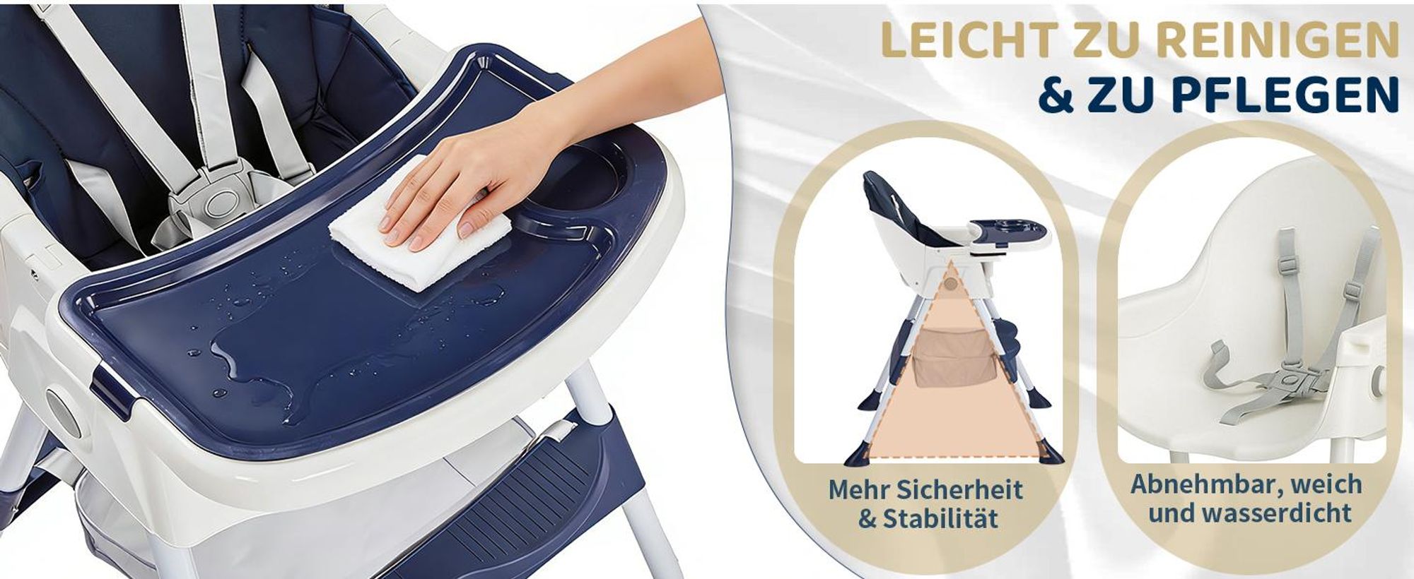 FCH Hochstuhl Baby 2-in-1 Vertehllbar und Klappbar Kinderhochstuhl mitwachsend Kindersitz Kinderstuhl mit Sicherheitsgurt ,Blau