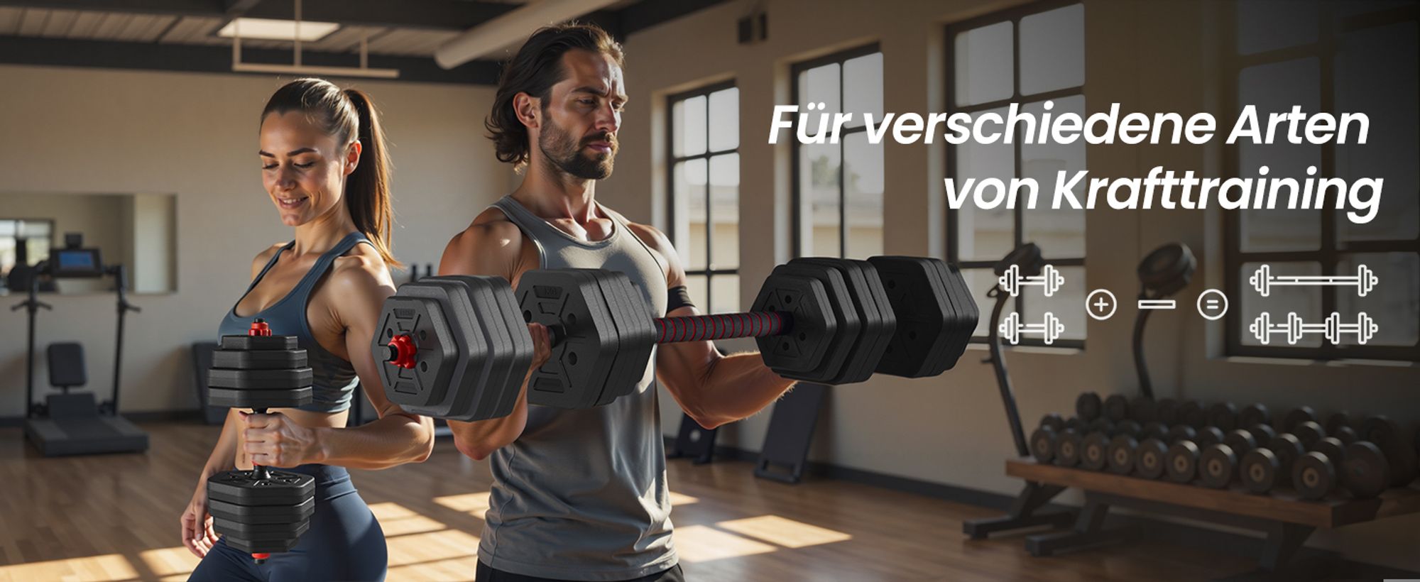 SONGMICS Hantelset, Hanteln mit Verbindungsstange, Hexagon, Kurzhantelset, 10-40 kg, für Workout, Fitnesstraining, Gewichtheben