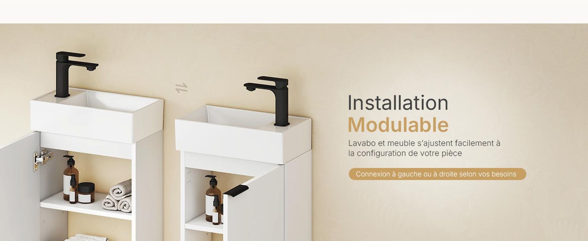 EMKE Ensemble de lavabos Meuble sous-lavabo avec vasque en céramique 417×240×646 mm suspendu, Soft-Close Blanc