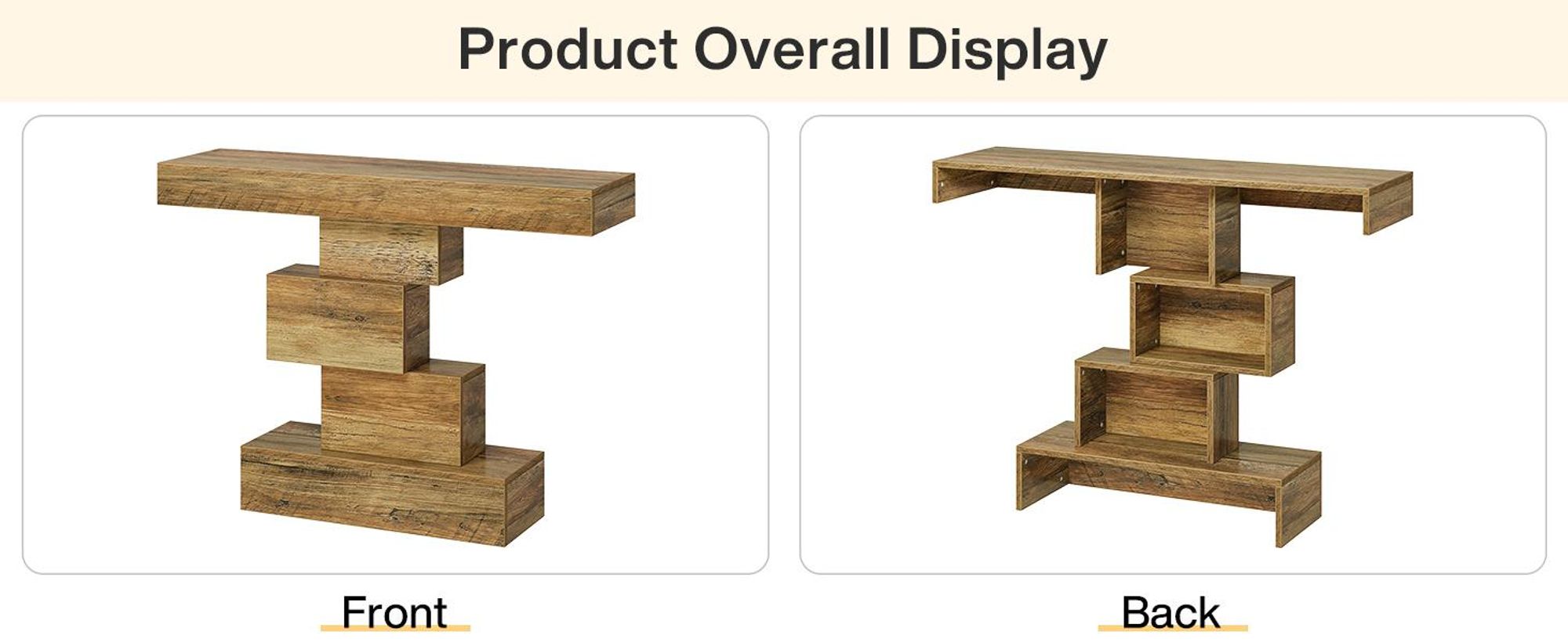Consolle Tribesigns, tavolino da divano in legno stretto 108 cm dietro il divano con base geometrica salvaspazio, tavolino da ingresso (rovere chiaro)