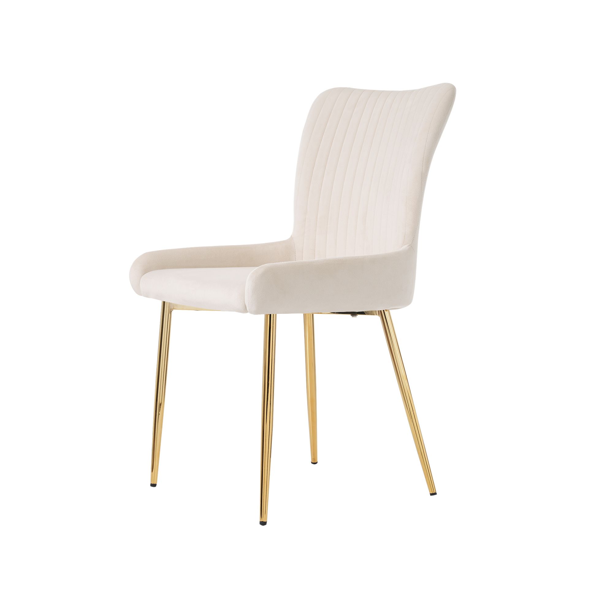 Flieks Esszimmerstühle 4er Sets, Küchenstühle mit Golden Metallbeinen, Wohnzimmerstuhl Schminkstuhl Polsterstühle mit Samtbezug, Beige