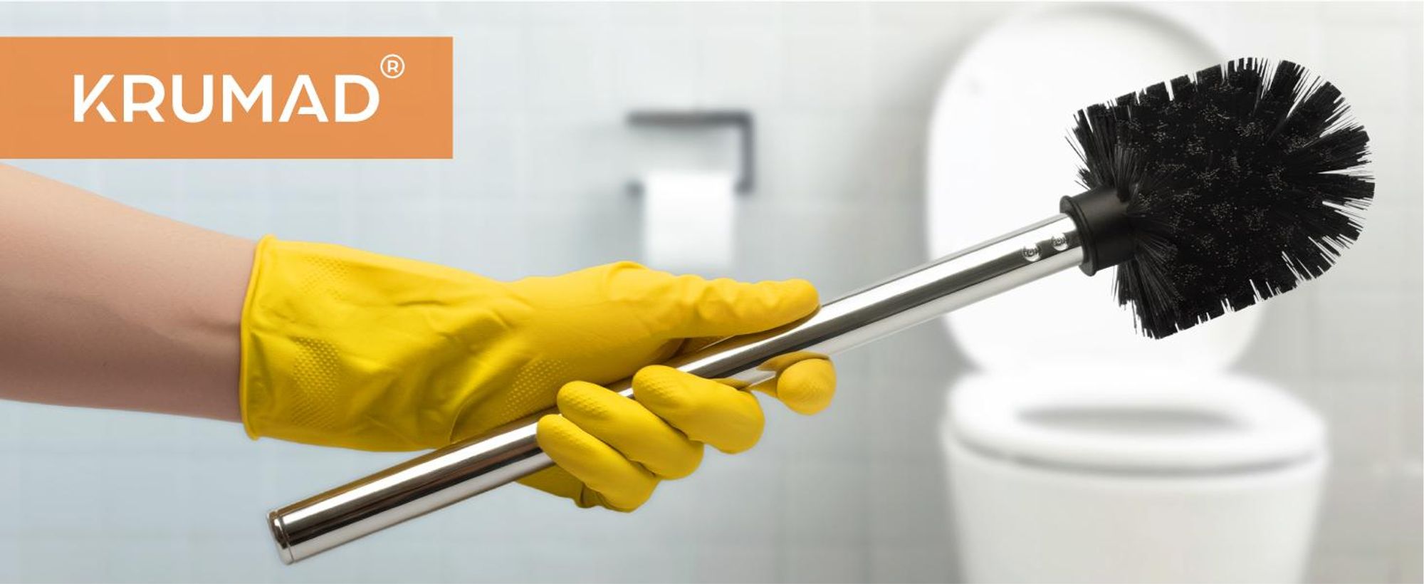 KRUMAD WC Bürsten Set 4 Stück, Toilettenbürste mit PP Borsten und Metallgriff, Klobürste mit austauschbaren Aufsätzen, schwarz für Badezimmer
