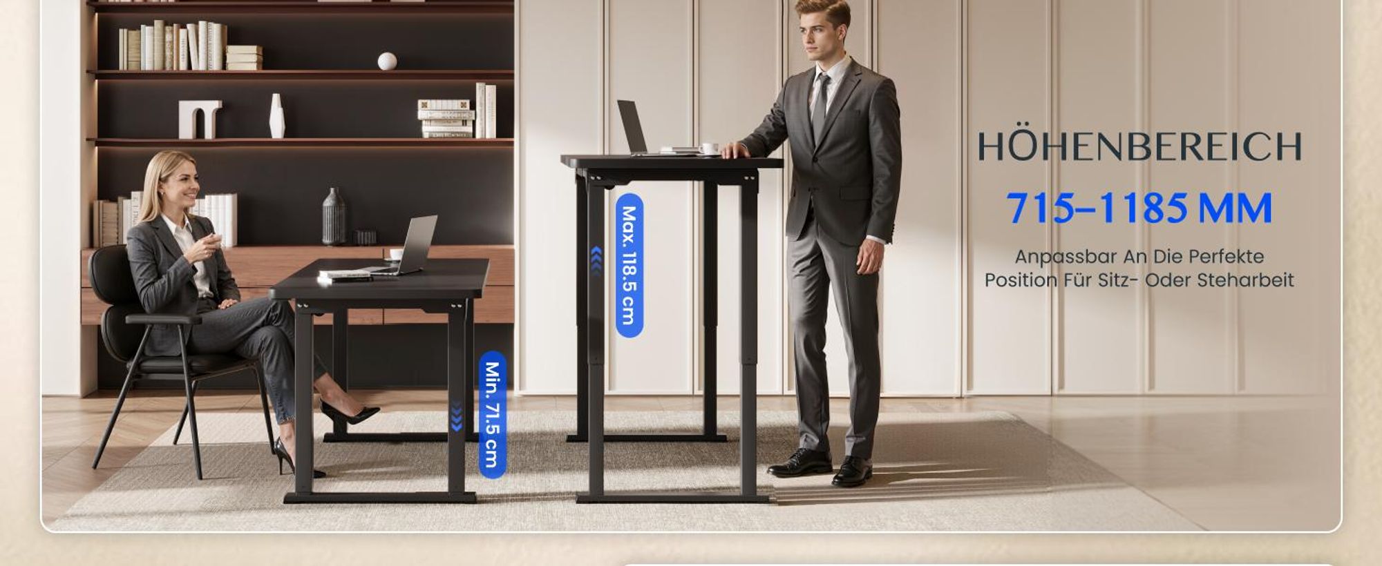 FLEXISPOT Höhenverstellbarer Schreibtisch Gestell elektrisch mit 4 Beinen, Dualmotor, 150KG Tragkraft, 4 Speicherplätzen für Büro und Zuhause, Schwarz